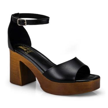 Imagem de Tamanco Feminino Sandália Fivela Salto Alto Grosso Bloco Madeira 007-012 (Preto, BR, Adulto, Numérico, 39)