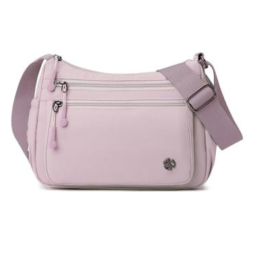Imagem de Wytidian Bolsas transversais femininas à prova d'água de nylon bolsa de ombro espaçosa com vários bolsos carteiro bolsas de mão, Rosa, roxo, 11 inches (L) x 3.9 inches (W) x 7.9 inches (H), Bolsa de