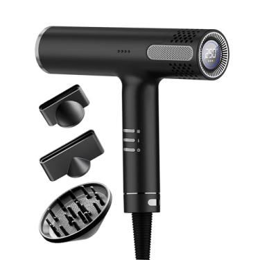 Imagem de Lanvier Secador de cabelo com difusor, secador iônico profissional para mulheres, design compacto e leve, secagem rápida, 4 aquecedores inteligentes, 3 controles de velocidade de fluxo de ar com visor