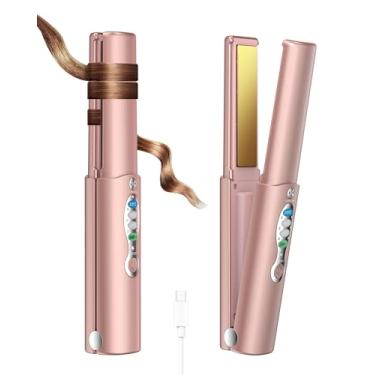 Imagem de URJD Portable Titanium Cordless Hair Straightener, Heats Up in Seconds & Lasts Up to 50 Minutes & USB C Rechargeable, Dual Voltage Wireless Mini Travel Flat Iron for Edges Bangs - Not f