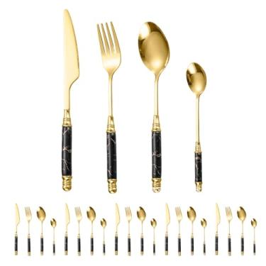 Imagem de Conjunto de Talheres para Restaurante Básico 24 Peças - 6 Facas + Garfos + Colheres em Acabamento Brilhante