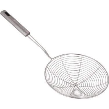 Imagem de Coador de fritura de aço inoxidável de qualidade premium para fritar a óleo, coador de malha para escumadeira, colher/concha para fritar (pacote com 1, filtro Puri-18 cm) (1 pacote de aço)