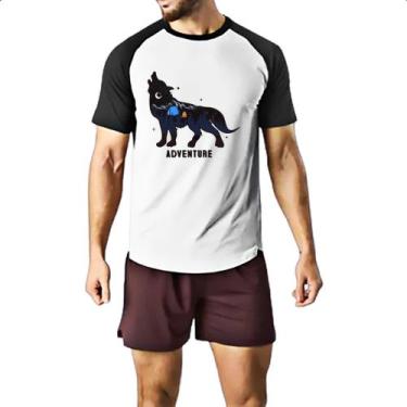 Imagem de Camiseta Raglan Aventura camping silhueta lobo - Alearts, G