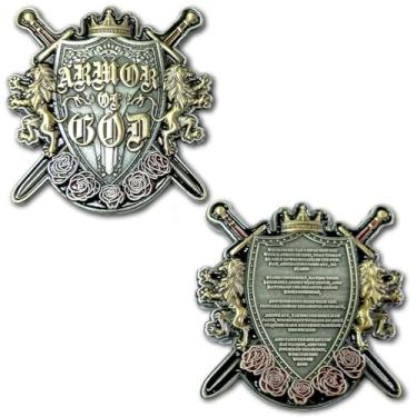 Imagem de Armor of God Ephesians 6:10-18 Gospel Biblical Prayer Token Collectible Coin