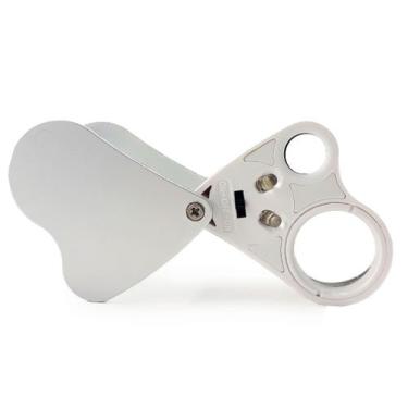 Imagem de Lupa De Bolso Lente Dupla Ampliação 30x22mm e 60x12mm Com Luz Led - Ne