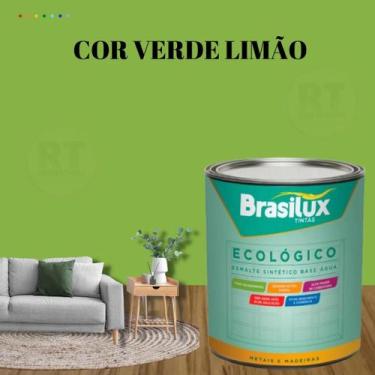 Imagem de Esmalte Sintético Base Água Brasilux Ecologico Cor Verde 800ML Brilhan