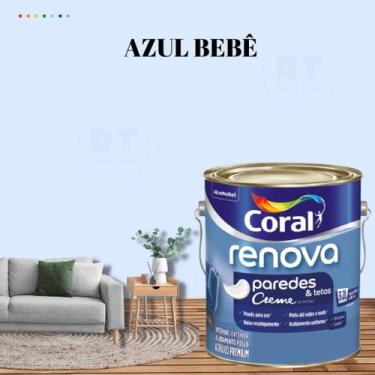 Imagem de Tinta Para Parede Acrílica Coral Renova Cor Azul 3,2l Lavável Premium 