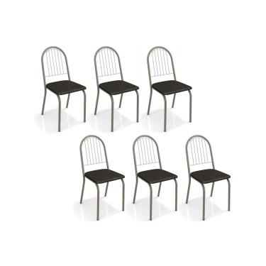 Imagem de Cadeira Sala de Jantar Noruega 2C077NK Aço Kit 6 Un Niquel/ano Preto - Kappesberg