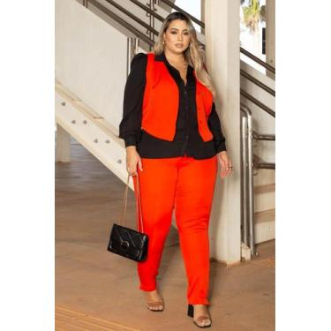 Imagem de Calça Alfaiataria Venetta Plus Size VERMELHO QUEIMADO - Domenica Solaz