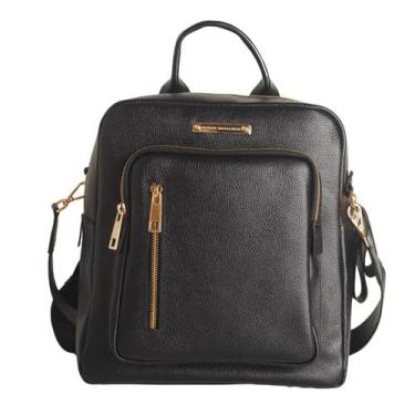 Imagem de Mochila E Bolsa Couro Grande Dayane Magalhães Preta - DM, Soft preto, 