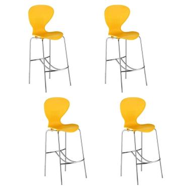 Imagem de Conjunto 4 Banquetas Alta com Encosto Flash Amarelo