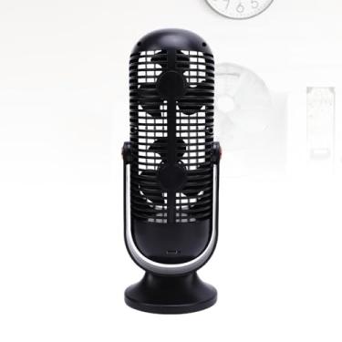 Imagem de Cryfokt Ventilador de Mesa USB de 1000mAh, Ventilador de Mesa de LED Portátil Com 5 Velocidades Ajustáveis, Poderoso de Ventilador Duplo, Ventilador de Resfriamento de Mesa Silencioso (black)