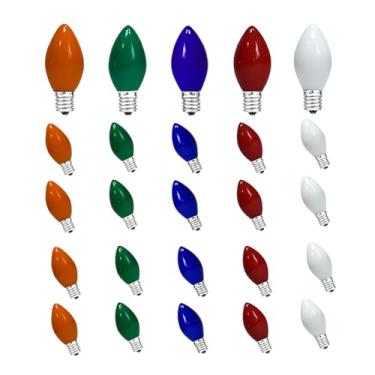 Imagem de CHYParty Lâmpadas de Natal, lâmpadas de substituição C9, lâmpadas LED multicoloridas de cerâmica para árvore de Natal, cordão de luzes ao ar livre, festa de casamento, pátio, quintal, decoração de