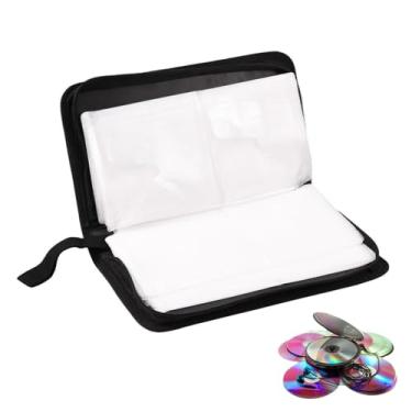 Imagem de Suporte Para Capa De CD, Porta-caixas De CD/DVD De 80 Capacidades Carteira Portátil De Couro PU CD DVD Capas De Disco Pasta De Armazenamento Para Viagens De Escritório Em Casa De Carro(Preto)