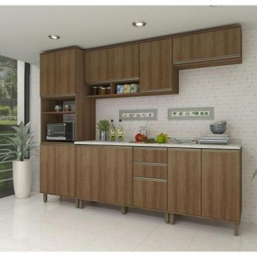 Imagem de Cozinha Modulada Compacta 5 Peças Com Tampo E Espaço Para Fo Avelã/ave