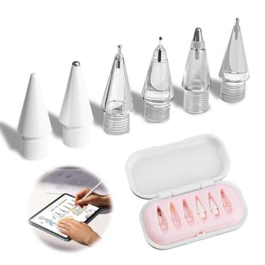 Imagem de Pontas de lápis de substituição para Apple Pencil Pro, conjunto atualizado de pontas de agulha com capa, resistente ao desgaste e controle preciso, compatível com Apple Pencil 1ª geração/2ª geração