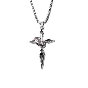 Imagem de Colar com pingente de cruz de aço de titânio para homens, colar giratório de cruz, colar de flecha punk, colar com pingente de cruz giratória, joias cristãs, presentes para mulheres e homens, Aço de