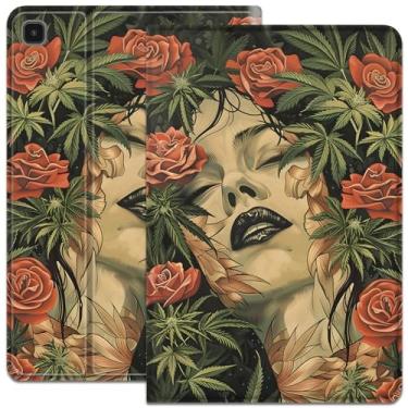 Imagem de Capa para Samsung Galaxy Tab A7 Lite 22.1 cm, capa inteligente ultrafina e leve, capa protetora de couro PU, para Galaxy Tab A7 Lite 2021 SM-T220/T225/T227, beleza rosa vermelha