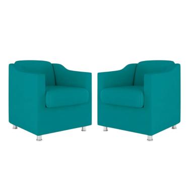 Imagem de Kit 2 Poltronas Bia Decorativa Reforçada Recepção Clinica Salão Sala De Estar Suede