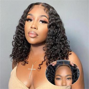 Imagem de Peruca HIRIREMY Curly Bob Human Hair Deep Wave 14" para mulheres negra