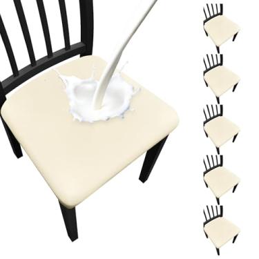 Imagem de Fafua Conjunto de 6 capas de assento de cadeira de jantar impermeáveis removíveis para cadeiras de jantar, cozinha, hotel, festa