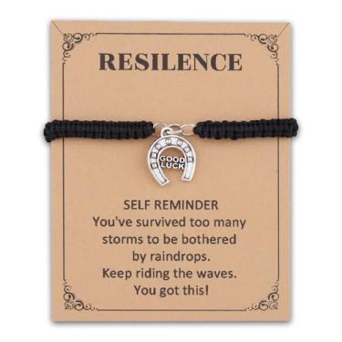 Imagem de MAOFAED Pulseira com pingente de ferradura para amantes de cavalos, presente de boa sorte para cavaleiros, cavaleiros (resilenceHorseBr)