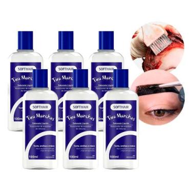 Imagem de Kit 6 Tira Manchas Tinta de Cabelo da Pele Sabonete Líquido Testa Orel