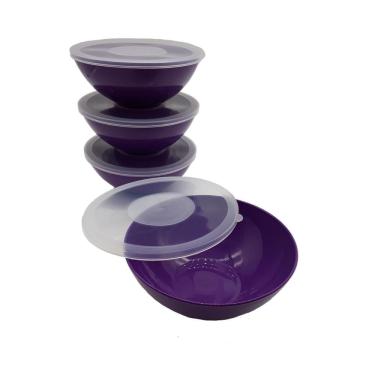 Imagem de 1 pote redondo com tampa marmita sobremesa 600 ml roxo