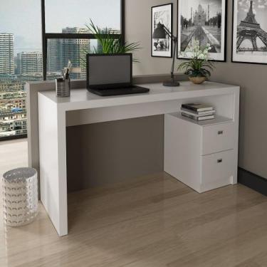 Imagem de Mesa para Escritório 135,8cm com 2 gavetas MDP Branco Tecnomobili