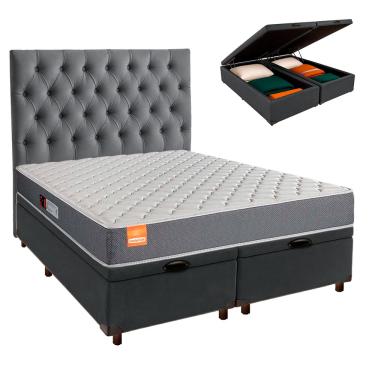 Imagem de Cama + Bau Blindado e Colchão D23 Queen - Pro Inducol + Cabeceira