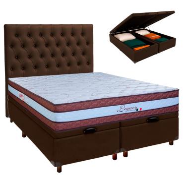 Imagem de Cama + Bau Blindado e Colchão Molas Ensacadas Queen - Legaccy Paropas + Cabeceira