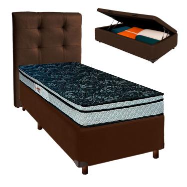 Imagem de Kit Cabeceira + Cama Box Bau  + Colchão Solteiro D28 Conforto Paropas