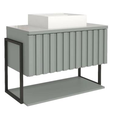 Imagem de Armário Banheiro 80cm Mdf Aço Cuba Prat Porta Havaí Pistache