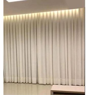 Imagem de Cortina Trilho Suiço Duplo Forro Linho Marfim 6.00 X 2.80