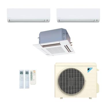 Imagem de Ar-Condicionado Multi Split Inverter Daikin 18.000 (2x Evap HW 9.000 + 1x Evap Cassete 4 Vias 9.000) Quente/Frio 220V