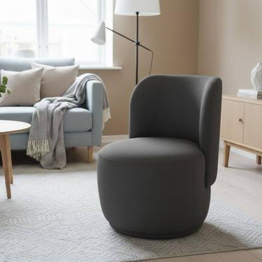 Imagem de Poltrona Decorativa Sala Estar Orgânica Bia Boucle Cinza - Montanaris Decor