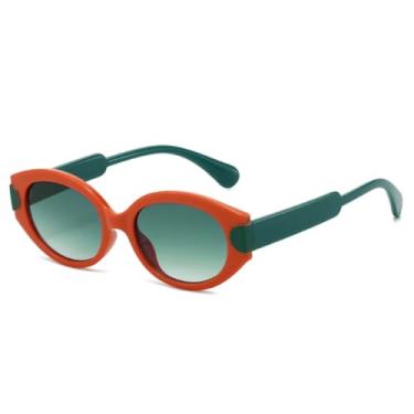 Imagem de HPIRME Óculos de sol femininos retrô oval punk degradê, óculos masculinos uv400 (laranja e verde degradê)
