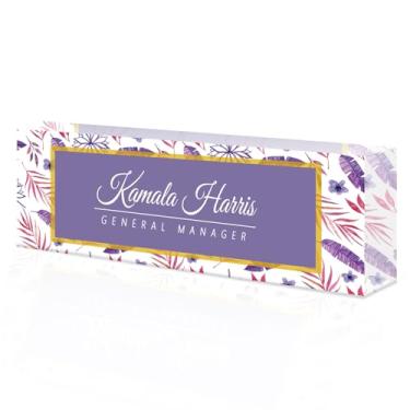 Imagem de placa de identificação acrílica personalizada, Placa de nome personalizada para mesa, Decoração de mesa, presente de escritório para colegas, chefes, professores