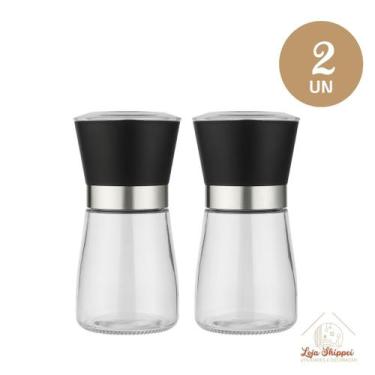 Imagem de Moedor de Sal e Pimenta Gourmet Vidro e Inox 200ml Tempero - FWB, 2 un