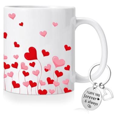 Imagem de NOVWANG Caneca de Dia dos Namorados 340 g Caneca de café para Dia dos Namorados Bonita Presentes de Dia dos Namorados para Namorada Esposa Namorado Marido Coração Colorido Canecas para Aniversário de