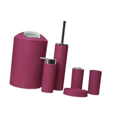 Imagem de IEUDNS Conjunto de 6 acessórios para banheiro, saboneteira, dispensador prático de sabonete, suprimentos para banheiro, Rosa Vermelha