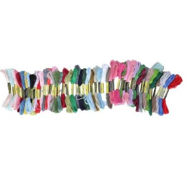 Imagem de GLOGLOW Conjunto de Bordado de 50 Cores, Novelos de Linha de Fio CVC, 5 Aros de Bambu e Ferramentas Completas de Ponto Cruz para Crianças e Iniciantes, Artesanato de Costura