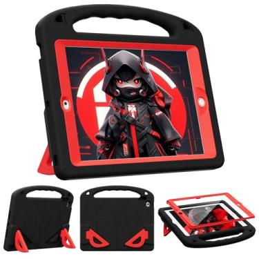 Imagem de ZVOPVO Capa infantil para iPad 9ª geração 2021/iPad 8ª geração 2020/iPad 7ª geração 2019 (10,2 polegadas), capa durável à prova de choque com protetor de tela/alça, (preto + vermelho)