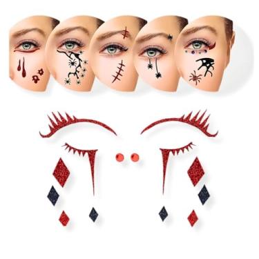 Imagem de Kit 06 Cartela Adesivo Facial Maquiagem Terror Halloween