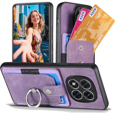 Imagem de Ephoou Capa carteira para Xiaomi Redmi Note 15 Pro Plus com suporte elástico para cartão e suporte giratório de 360°, capa vintage de couro PU com suporte fino à prova de choque para Redmi Note 15 Pro