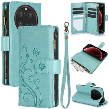 Imagem de Capa carteira para Xiaomi 15 Ultra, couro sintético e TPU à prova de choque, 6 compartimentos para cartões/compartimento para dinheiro/bolso com zíper, fecho magnético, alça de pulso removível