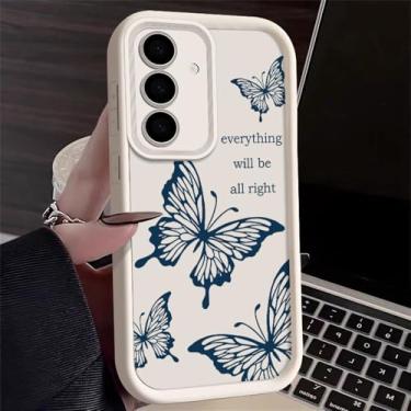 Imagem de Capa borboleta para Samsung Galaxy S25 Edge S24 S23 S22 Ultra Plus A55 A54 A35 A15 A56 A36 A26 A17 A14 A16 5G S23 FE Capa macia, A342 Bege, para Samsung A35 5G