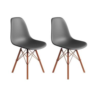 Imagem de Conjunto 2 Cadeiras Eames Estilo Moderno Em Ferro Cobre Com Assento Cinza