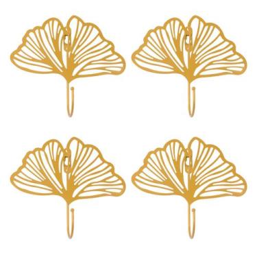 Imagem de Ganchos decorativos de ferro MOROBOR Ginkgo Leaf Shape Gold 4 unidades