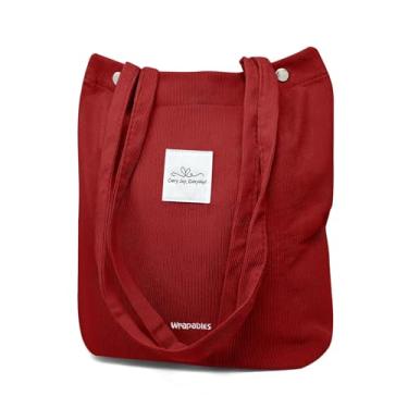 Imagem de Wrapables Bolsa de veludo cotelê Carry Joy, bolsa de ombro casual, Vermelho, One Size, Bolsa de veludo cotelê Carry Joy, bolsa de ombro casual